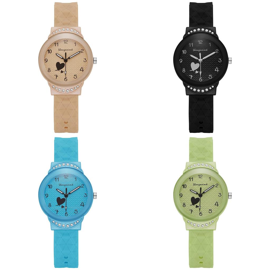 Studentklocka Flickor Kvarts Silikonarmband Med Dekorativ Urtavla För Mellanstadiet Tonåringar