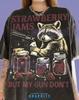 Raccoon Trash Panda Strawberry Jams But My Gun Don't Comfort Colors® Tshirt, Vintage Bootleg Retro Design Wildlife Absurdist Humor Tees,