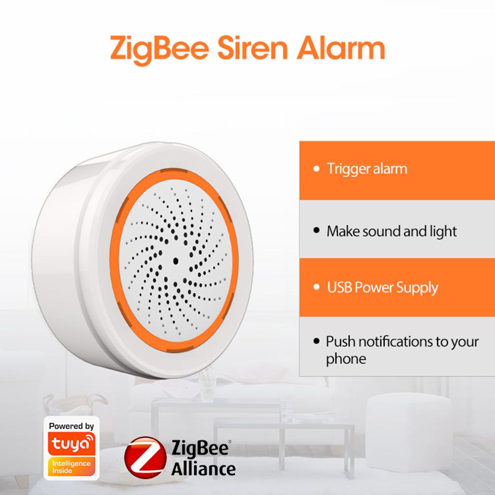 Smart Siren Alarm Tuya Zigbee Sound Light Sensor Smart Alarm Siren 90Db Alert App Remote Control Home Security Protection System
