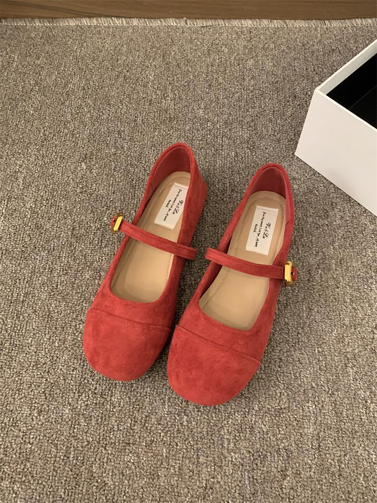 Soft-soled round-headed French shallow-mouth single shoes 2025 spring and autumn new commuter versatile one-word with flat Mary Jane shoes