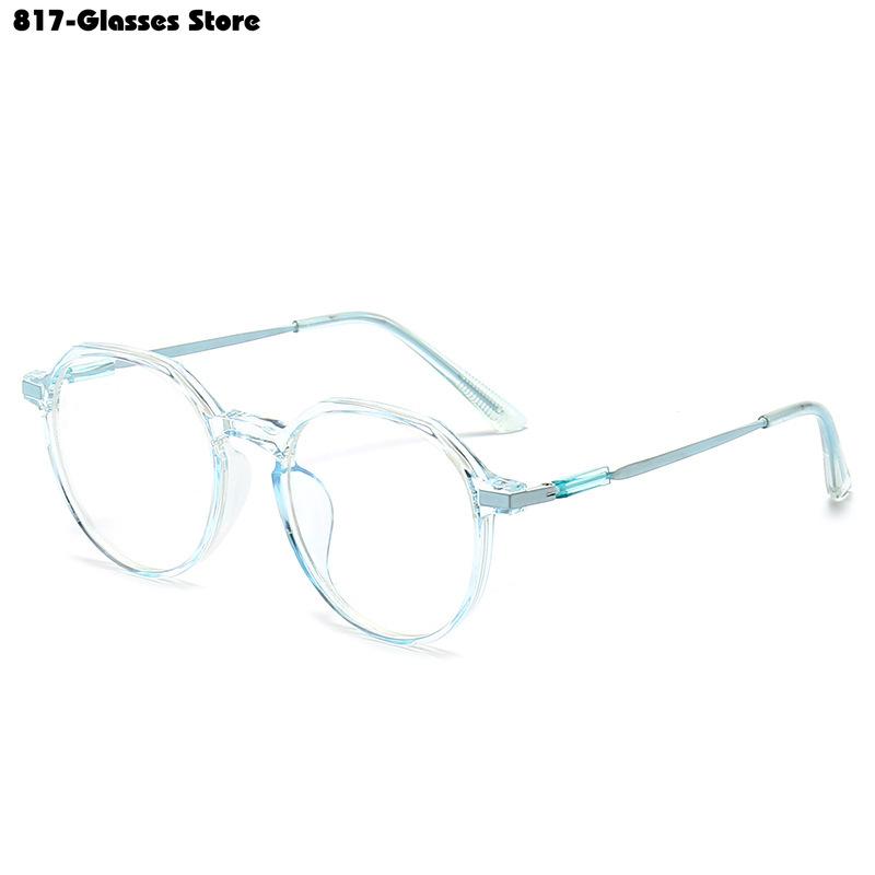 Fasjonable, gjennomsiktige ensfargede nærsynthetsbriller for kvinner og menn Gradvis endring av runde briller