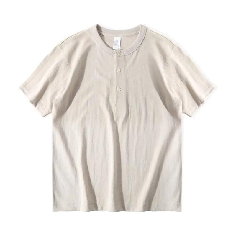 

Men Henley Shirt Short Sleeve Solid Color Relaxed Fit Casual Basic Top 4XL сірий