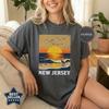 New Jersey Sunset Beach TShirt Vintage Coastal Graphic Tee with Seagulls  Waves  Ivory Casual Summer Top for Women Unisex Unisex