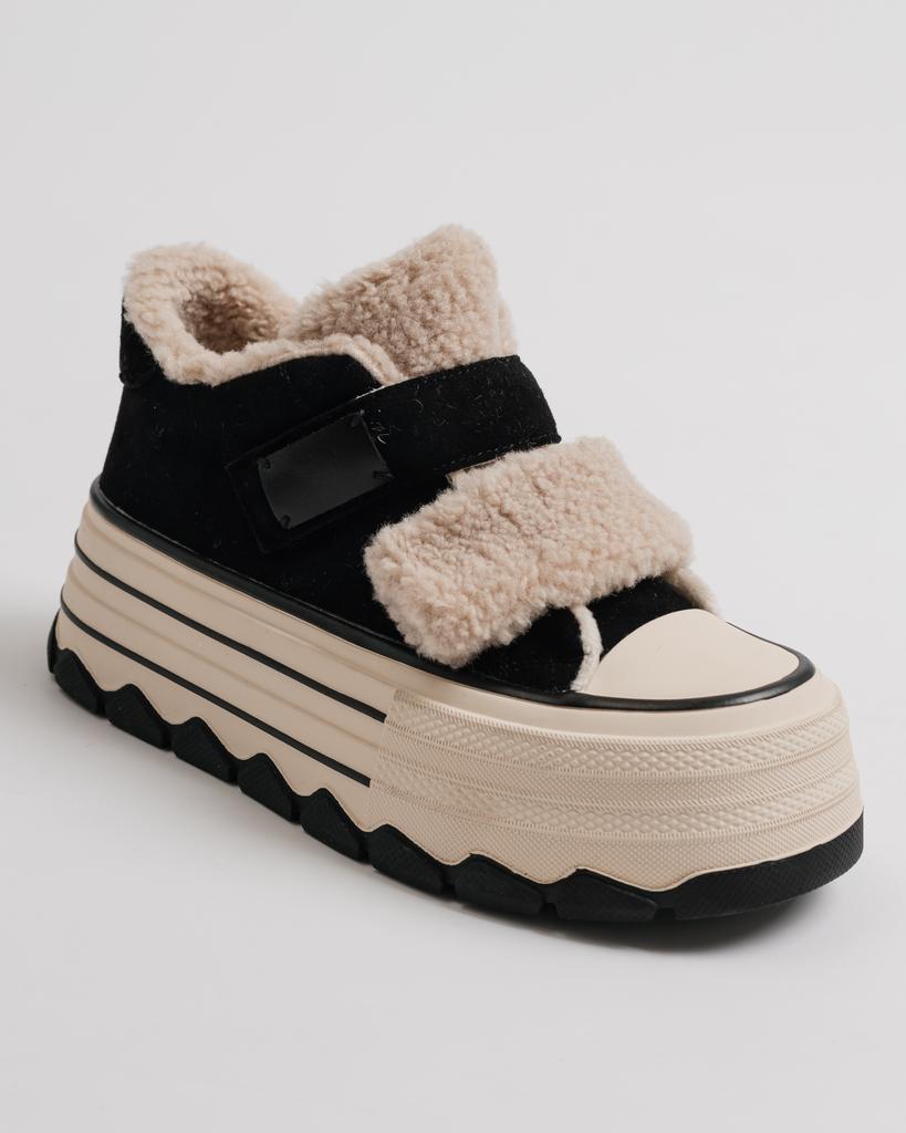 Platform Boots Suny Liana 60500 36 Black Suede Fur