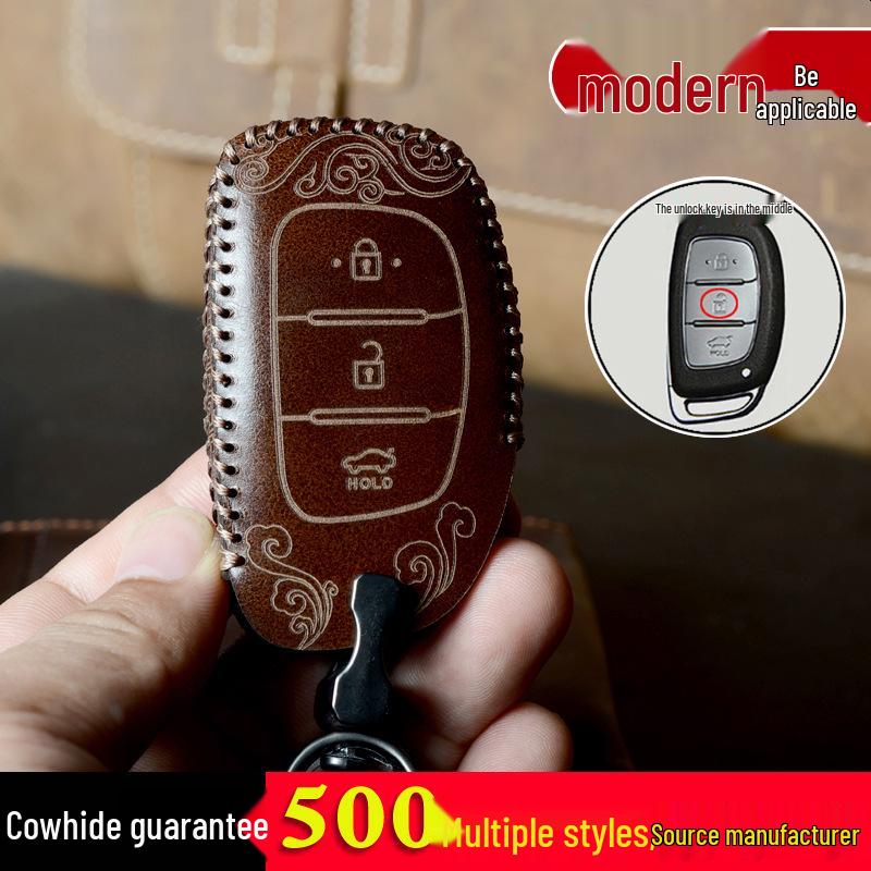 Cowhide Key Case for Hyundai ix35 ix25 Mistra Elantra Lingdong Tucson Sonata 9 Reina