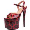 Sexy leopardí sandály Dámské letní boty 2025 Luxusní platforma Vysoké podpatky Módní Červené Barevné Párty Taneční Striptérské boty Dámské