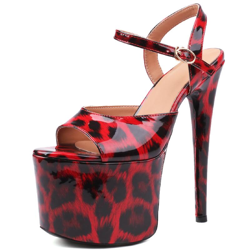 Sexy Leopard Sandals Women‘s Summer Shoes 2025 Luxury Platform High Heels Fashion Red Colorful Party Dance Stripper Shoes Ladies