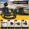 15 Amp 125V AC Power Inlet Port Plug, RV Shore Power Inlet Socket with Dual 18 Inches Extension Cord and Waterproof Back Cover, NEMA 5-15 Outdoor
