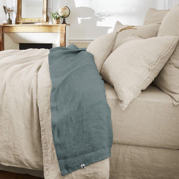 Drap plat "Soline" toutes dimensions Lin lavé - Soline Ardoise - 240 x 300 cm pour lit 2 places