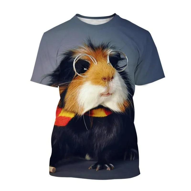 New Summer Cute Guinea Pig T-Shirt For Funny Animal 3D Printed Tees Fashion Short Sleeves Clothes Harajuku T Shirts Tops