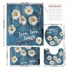 4Pcs Vintage Farm Floral Shower Curtain Set with Non-Slip Bath Mat, Toilet Lid Cover, Contour Rug & 12 Hooks, Bathroom Decor