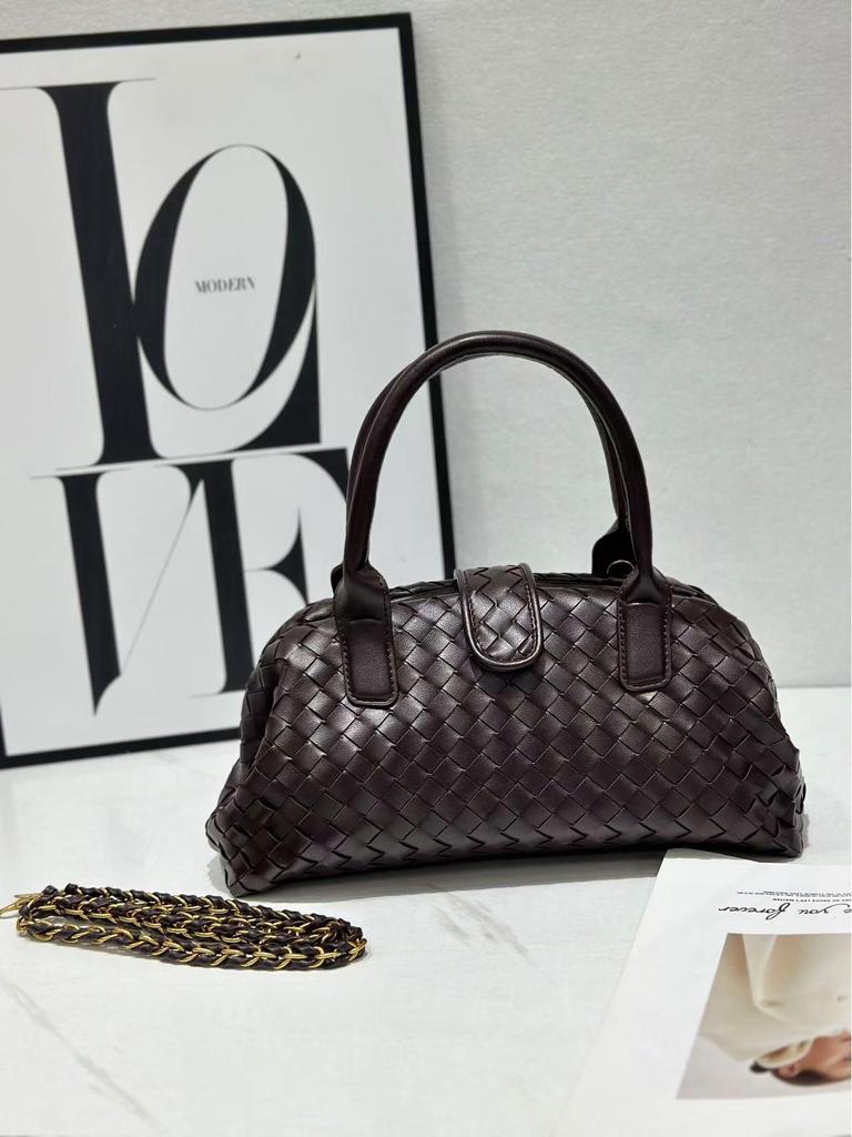 Genuine Leather Women's Crossbody Handwoven Boston Bag