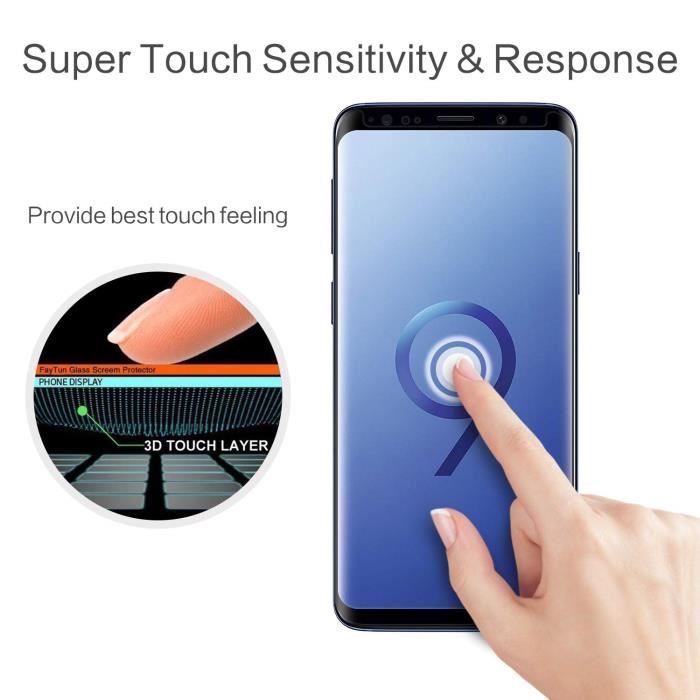 Screen Protector Samsung Galaxy S9, 9H Ultra-Resistant Tempered Glass Protector for Samsung Galaxy S9 (Black)