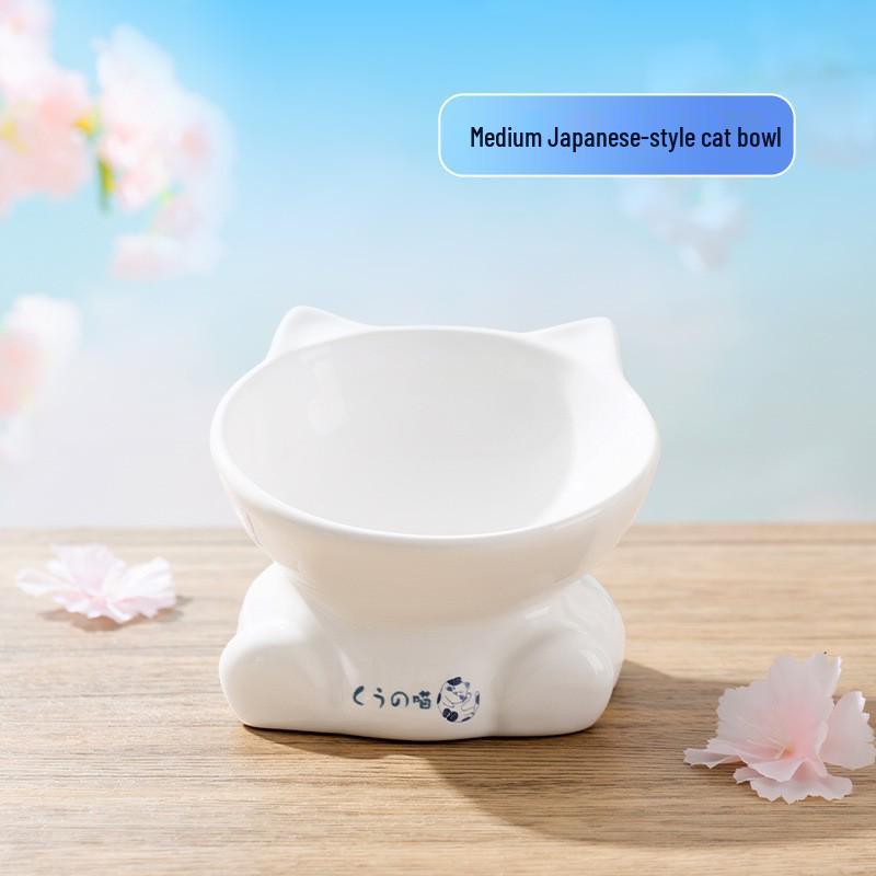 

Миска для питомца из керамики Милый румяный медвежонок - Наклонная миска большого диаметра для кошек и собак