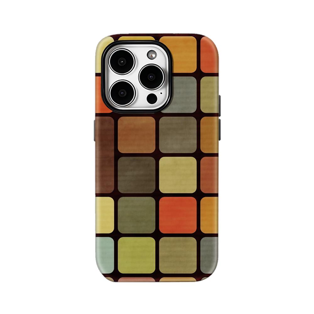 

Color Block Mosaic Retro Mod Phone Case for IPhone 17AIR 16E 16 15 14 13 12 11 17 Pro Max Plus Double-layer Back Cover IPHONE17PRO