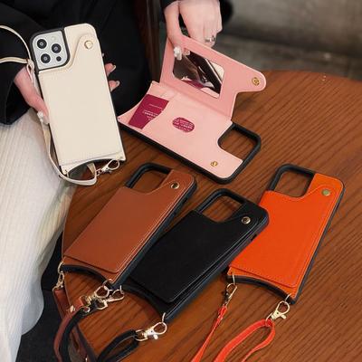 Star Style Diagonal Cross Hanging Rope Phone Case+card Insertion Suitable For IPhone 13 Fish Tail TPU Phone Case