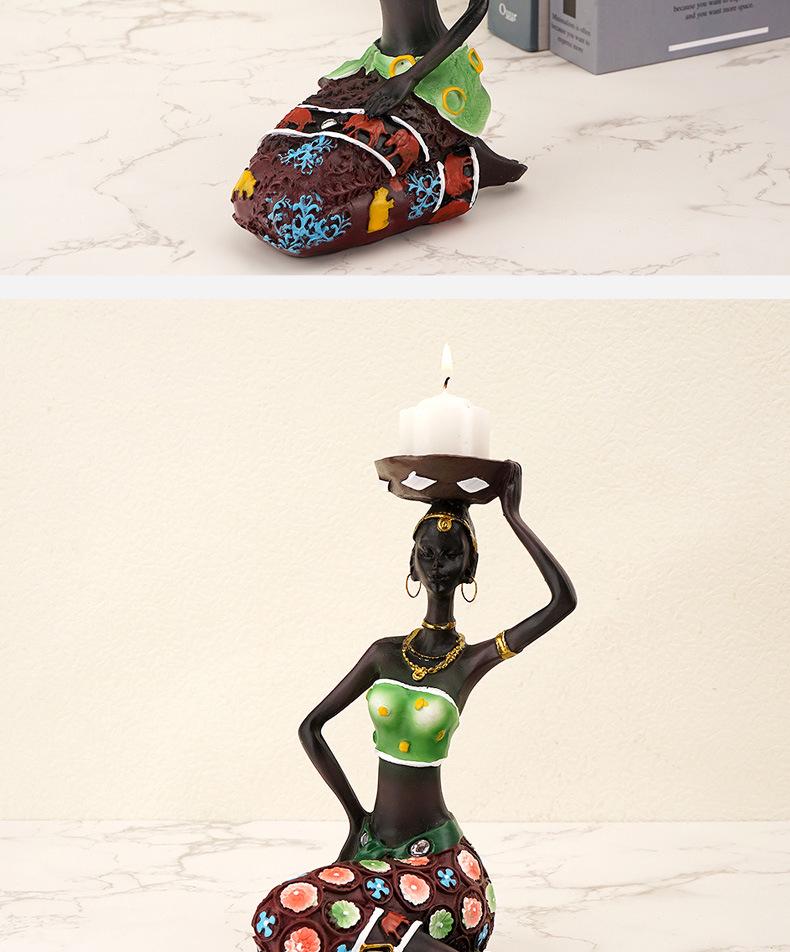 Nordisches Kerzenständer-Ornament aus schwarzem Kunstharz für die Heimdekoration