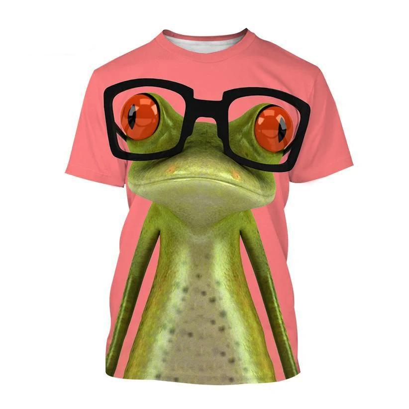 Nouveauté Animal grenouille hommes t-shirts drôles vêtements amples à manches courtes mode surdimensionné imprimé t-shirt à col rond