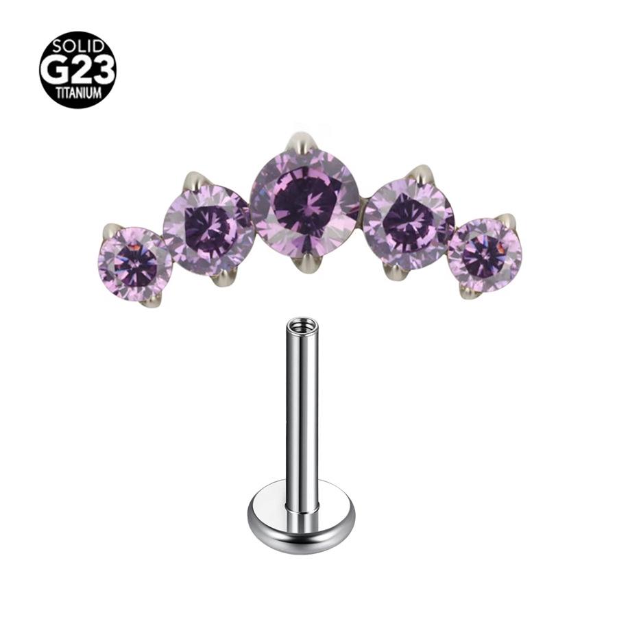 F-136 Titanium Alloy 1.0-1.2 Gauge Internally Threaded Cartilage Lip Ring Stud