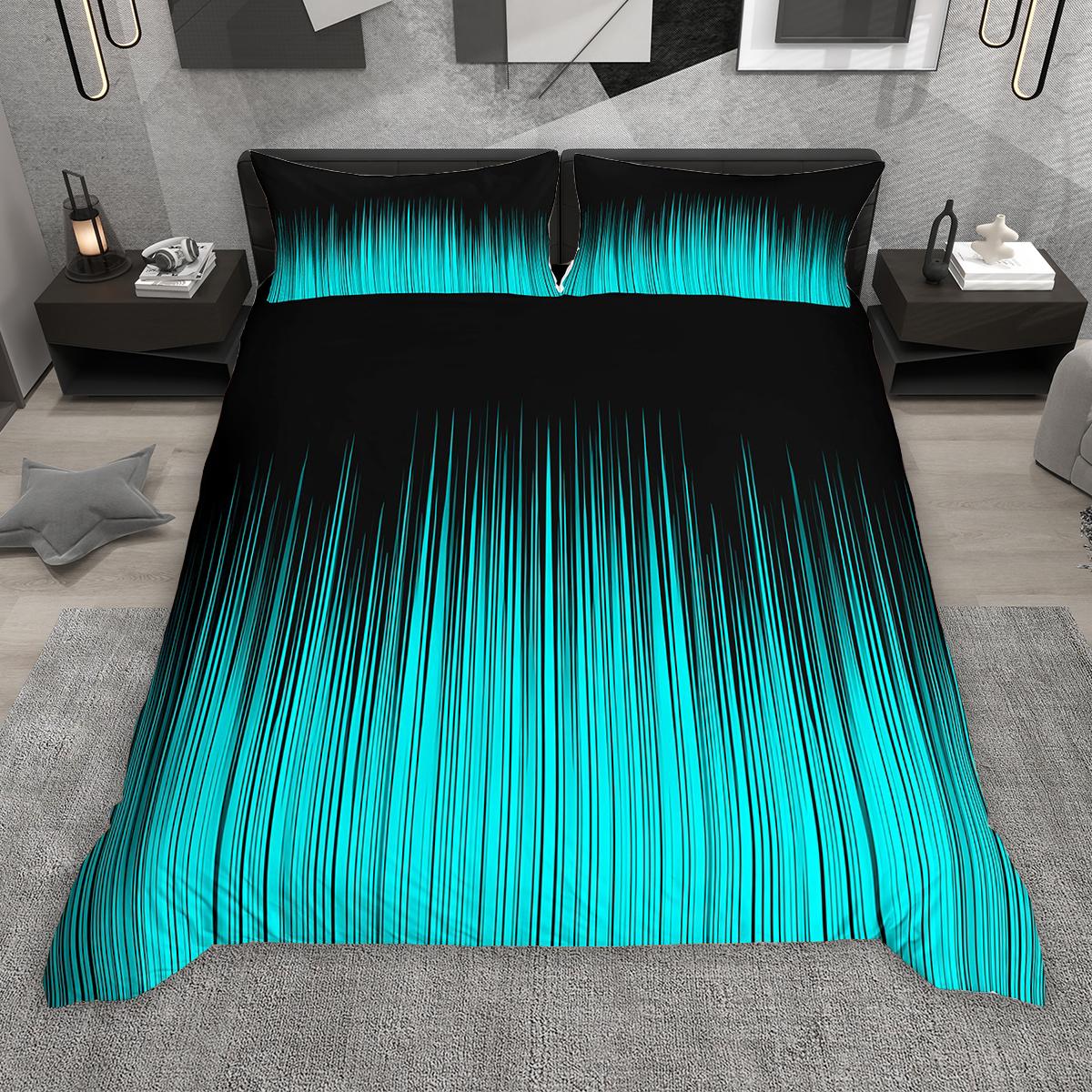 

Homewish Gradient Lines Duvet Cover Set 2Pcs/3Pcs Neon Red Gray Cyan Bedding Set Black Green Blue Pink Comforter Cover Set EU Single(135*200cm)3pcs