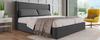 Upholstered Bed 160x200cm with Adjustable Headrests, Hydraulic Frame, Storage, Linen Material, Metal Slatted Frame, Grey (With Mattress)