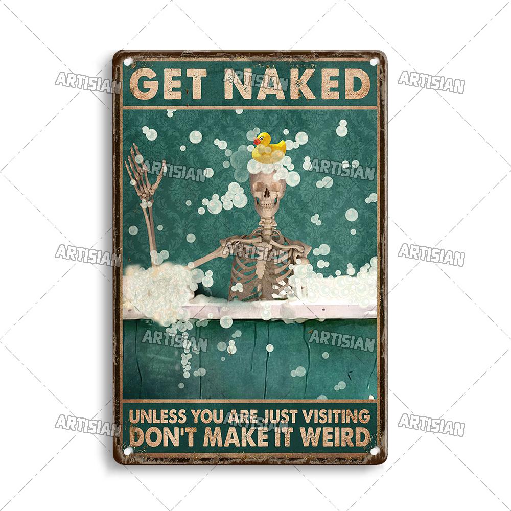 Artisian Your Butt Napkins Skeleton Metal Sign Funny  Tin Plaque Bathroom Toilet Washing Room Decorative Poster Wall Decor