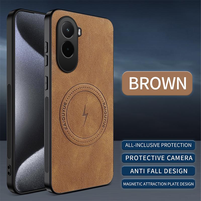 For POCO M7 4G Case for Magsafe Luxury Sheep Skin Magnetic Matte Leather Cover for POCO M7 Plus M 7 Shockproof Anti-drop Bumper