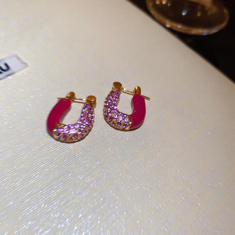 Silver Needle Heart Zircon Rhinestone Earrings - High-End Fashion Design