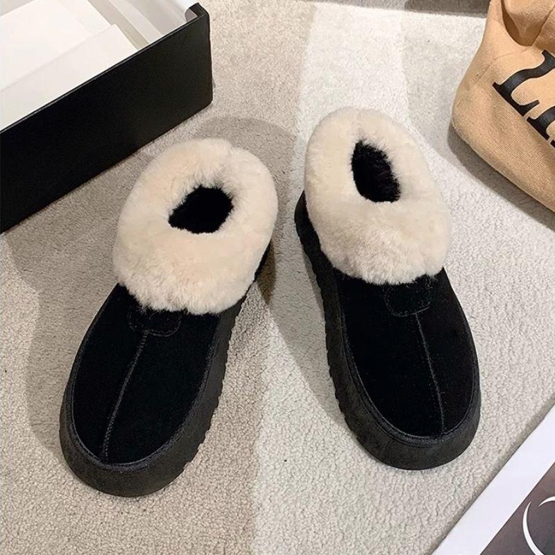 Winter Thick Soled and Furry Snow Boots for Women with Thick Foot Pedals for Warmth and Anti Slip Cotton Shoes