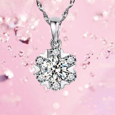 925 Sterling Silver Necklace Women's Full Diamond Pendant Korean Jewelry Jewelry Necklace Silver Electric