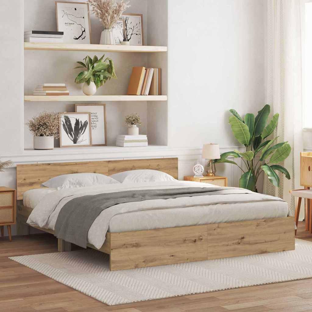 Bed Frame Artisan Oak 203 x 185 x 70 cm Engineered Wood