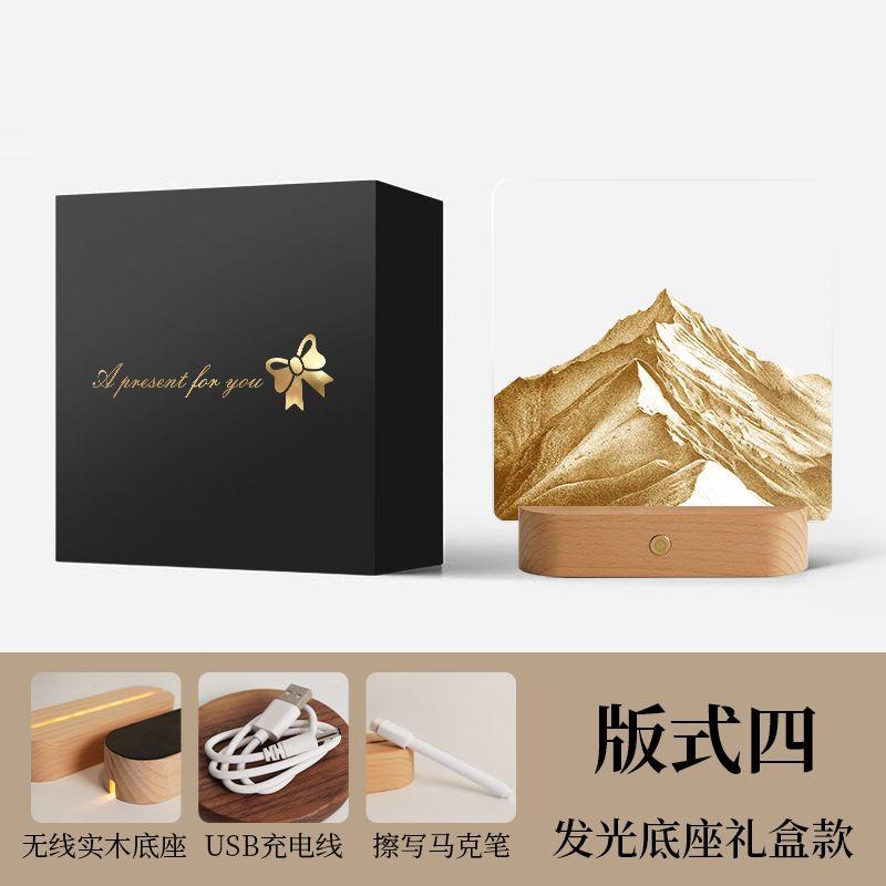 

Снежная гора восхода солнца Meri Snow Mountain Night Light Настольное украшение Сопутствующая подарочная коробка Высококачественный подарок на день рождения