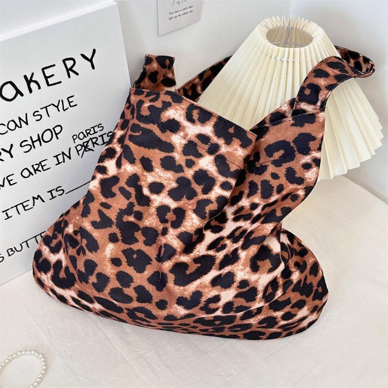 2 fashionable large-capacity backpack women's new simple canvas bag leopard print single shoulder crossbody armpit bag