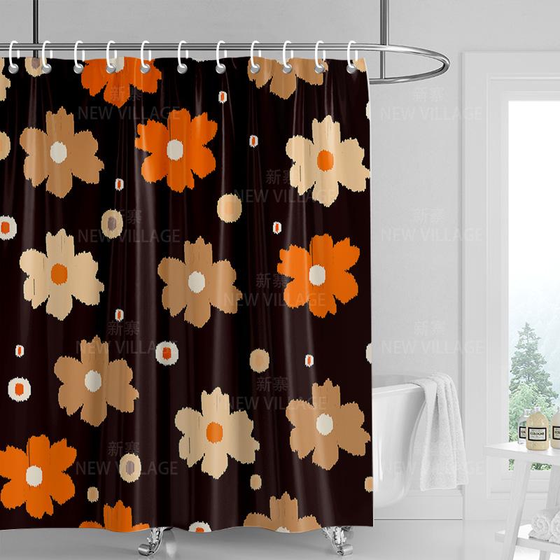 Home shower curtains bathroom Decora waterproof fabric non-slip bathmat water absorption curtain Modern nordic simple plant