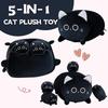 Cute Large Plush Cat Body Pillow - Featuring a Mother Cat and Her Four Kittens - Fluffy Black Cat Plush Toy, a Great Birthday Gift for Boys and Girls,