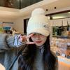 Solid Color Knitted Baseball Cap Windproof Pompom Plush Beanie Warm Earmuffs Cap  Winter