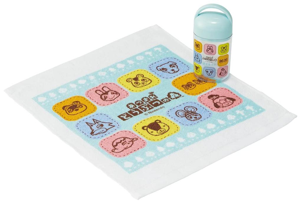 Skater Hand Towel Set with Case, Animal Crossing: New Horizons Design, Made in Japan, 32 x 30.5 cm, OA5AG-A