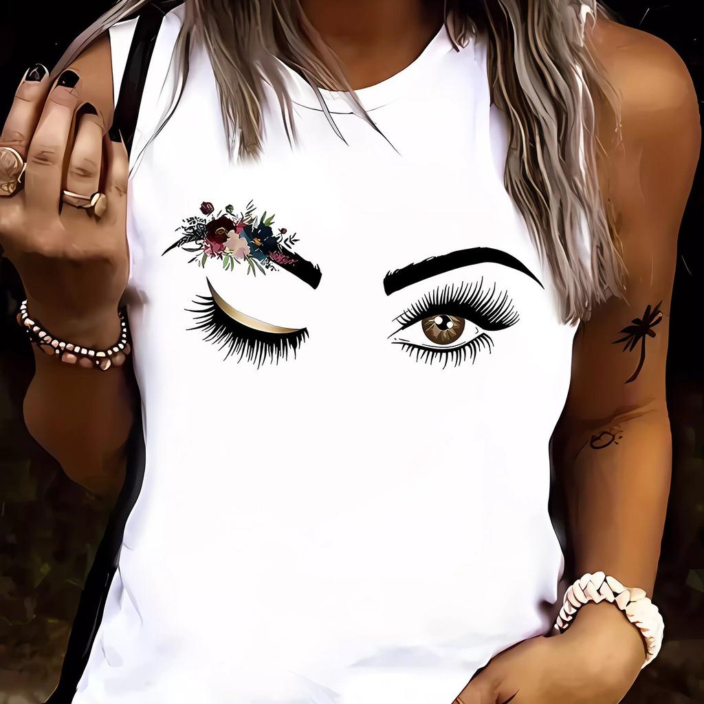 Summer Round Neck 3D Printed Top Fashionable Casual Sleeveless Women's Tank Tops