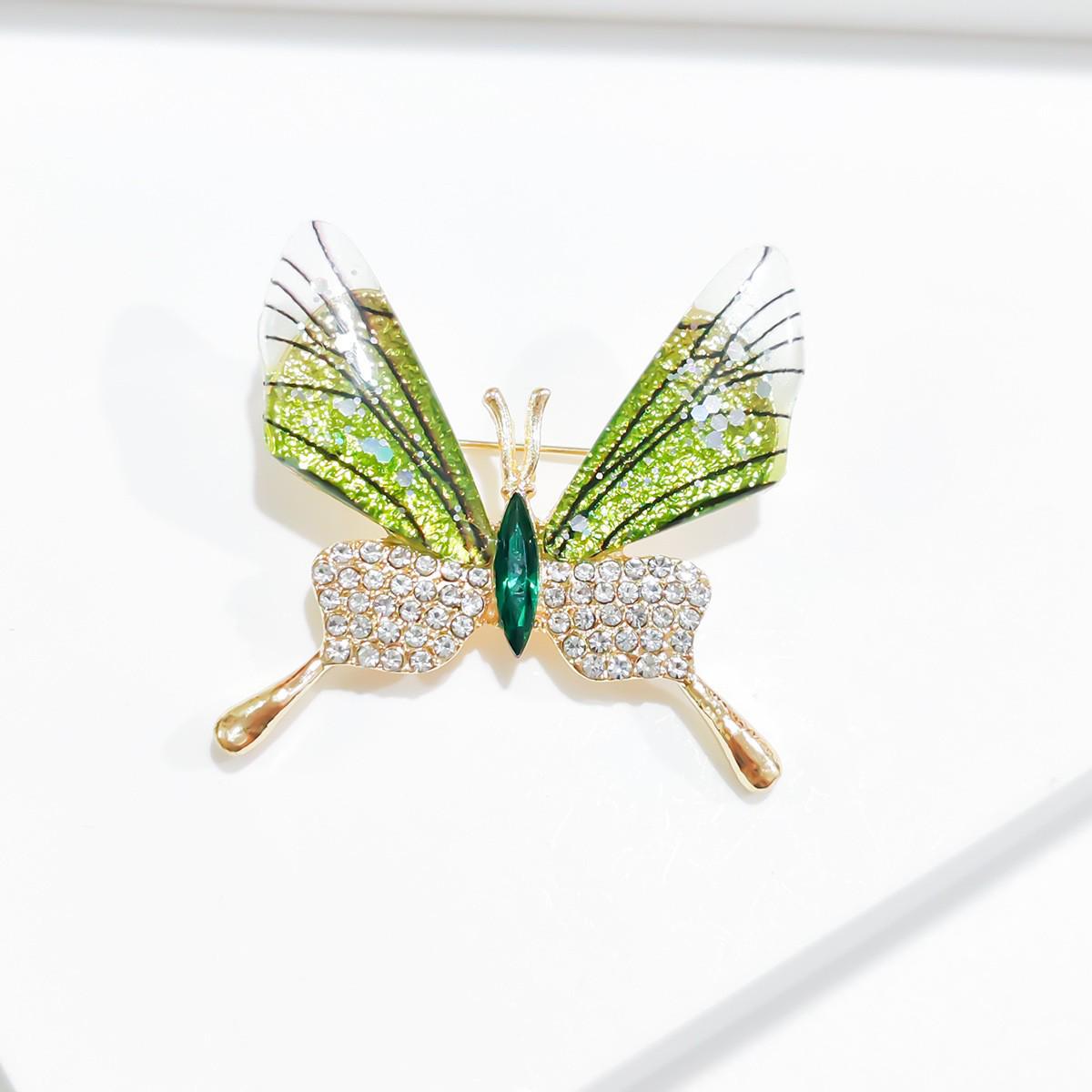 

Елегантна ретро кристалева емальована брошка-метелик для жінок