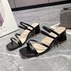 Fashion 2025 Summer Women's Sandals Casual Female Slippers Fashion Sexy Female Shoes Square Heel Open Toe Ankle Strap Sandals Sandalias
