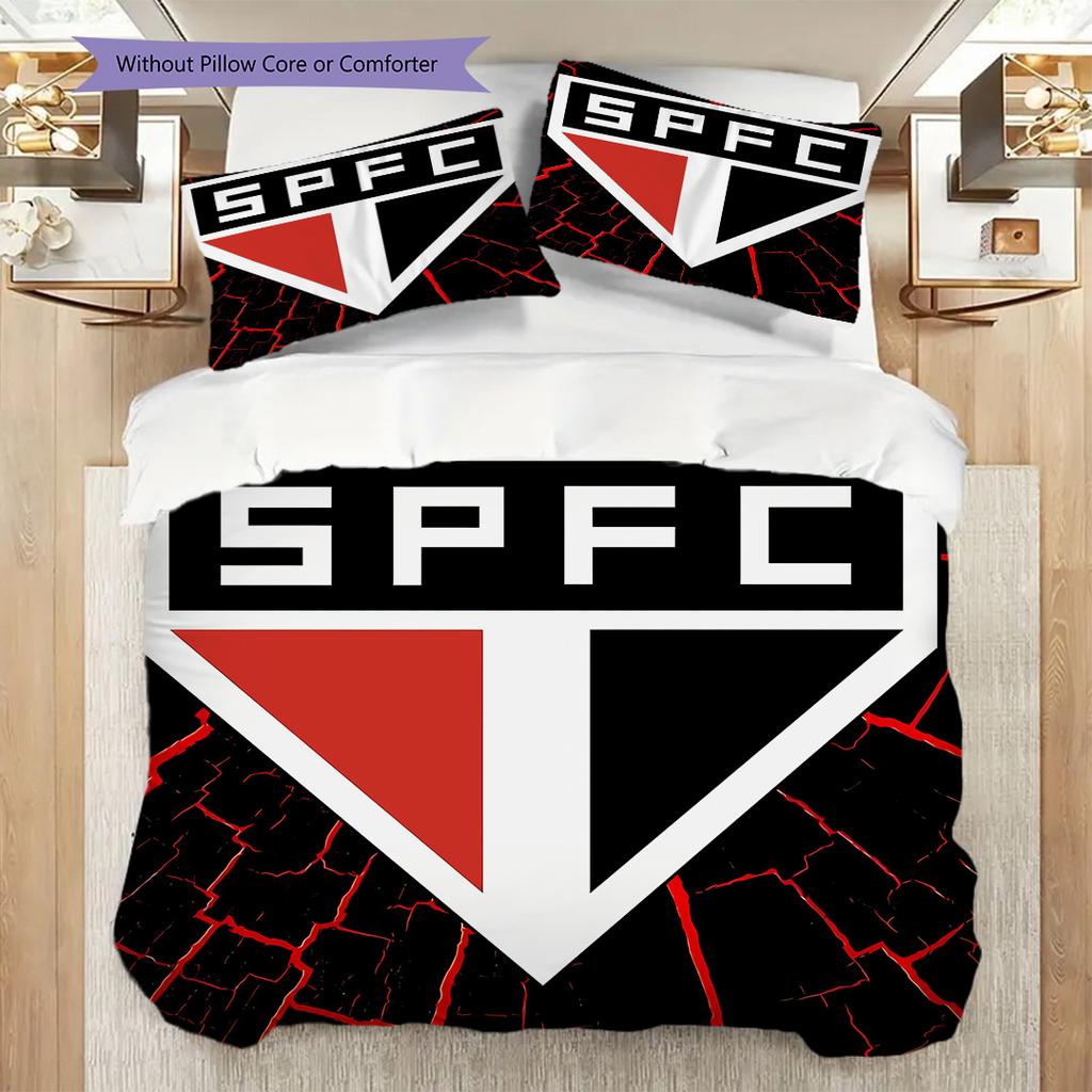 Sao Paulo FC Pattern Bedding Quilt Set Quilt Cover Pillowcase Home Decoration Birthday Gift (1 * duvet cover + 2 * pillowcase, without core)