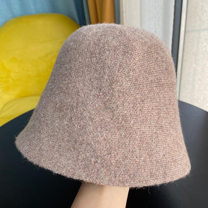 Herbst und Winter einfarbige Wolle Mode warmer Fischerhut Damen einfarbig Gesicht klein gestrickter Fischerhut Tide