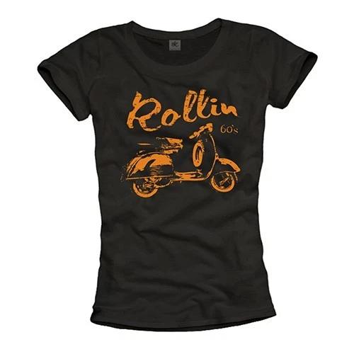 LADIES T SHIRT VINTAGE SCOOTER SCOOTER (50/80) COOL BLACK Gift RETRO- M