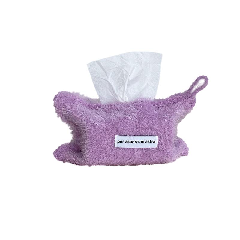 1Pc Toilet Paper Storage Nordic Style Thread Plush High Quality Tissue Bag Holder Solid Color Napkin Boxes
