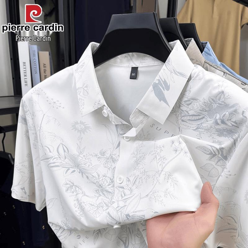 Pierre Cardin Men s Ice Silk Short Sleeve Casual Shirt 3XL