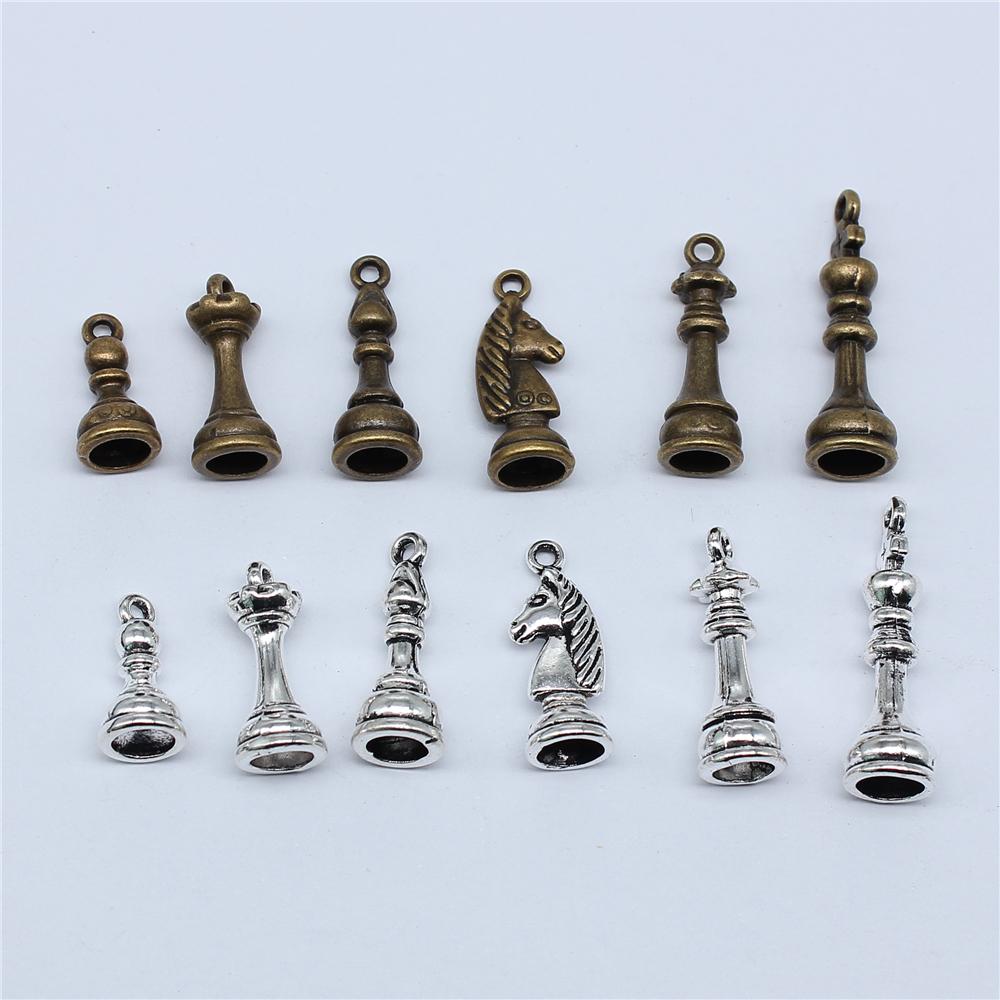 12pcs Chess Charms For Jewelry Making Zinc Alloy Chess Pendant Charms For DIY Fashion Jewelry Charms Making