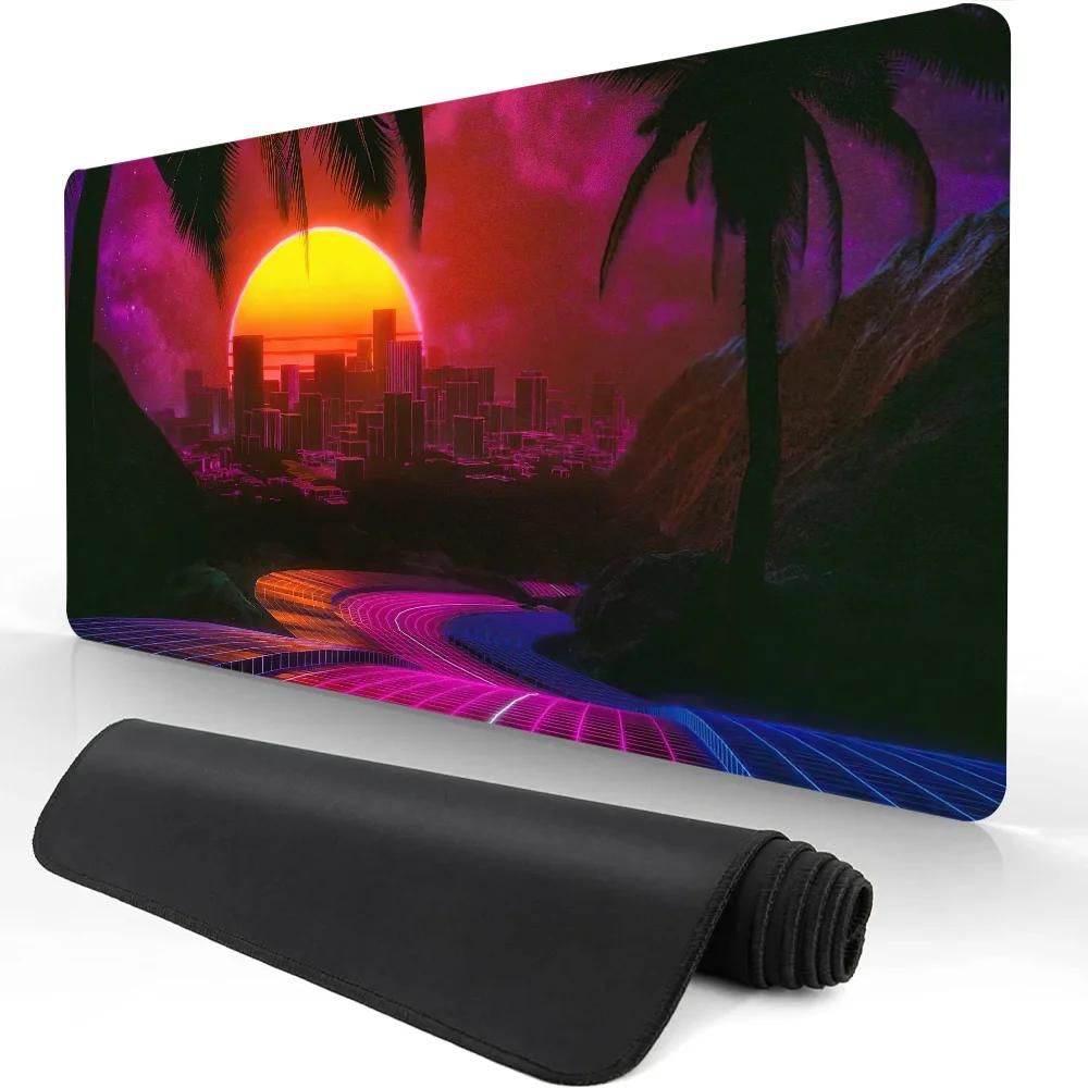 Hot Sell City Neon Pixel Large Mouse Mat Gaming Mousepad Gamer Mousepads Rubber Keyboard Mats Desk Mats XXL Mouse Pads 900X400