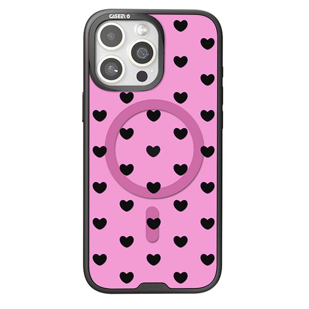 

CASEEVO For iPhone 15 Pro Max Case Compatible with MagSafe TPU Acrylic Cover with Interchangeable Dots Backplate Heart