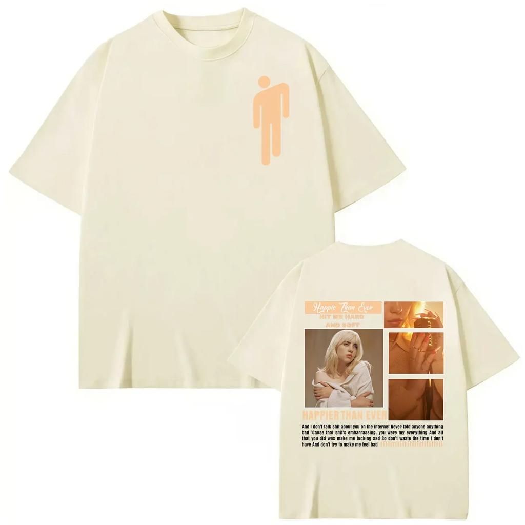 Billie Eilish Hit Me Hard and Soft Album Poster Graphic Print TShirts Men Women Fashion Cotton Tees Y2k Fashion Oversized Tops