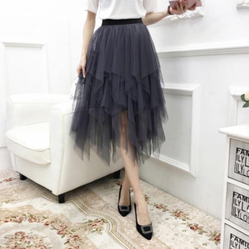 Gonna Puffy in Tulle da Donna Elegante Colore Caramella Stelle Glitter Vita Alta Ampia Ampiezza Gonna Tutù Fatata Irregolare Stratificata Danza